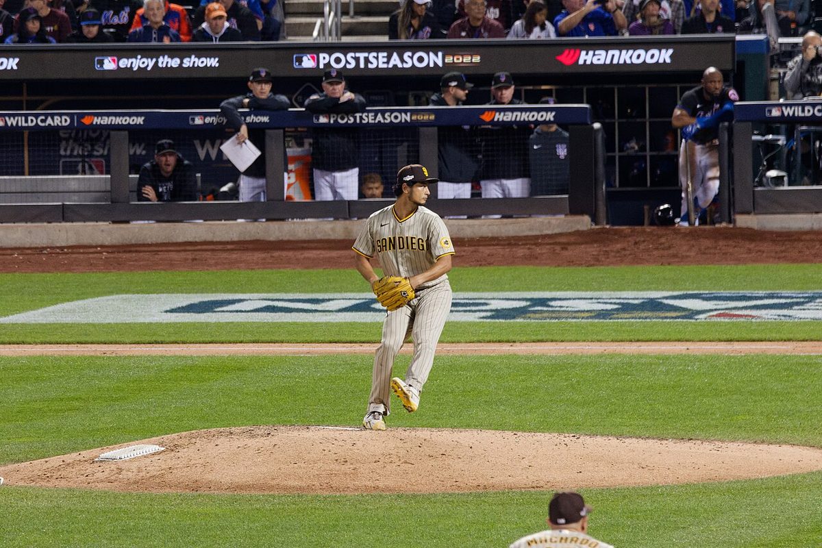 Yu Darvish pitching for the Padres in the 2022 postseason